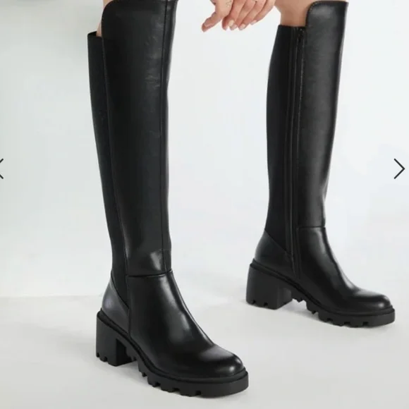 The Knee Boots Justfab Chunky Boots Ayden Chunky Block Heeled Boot